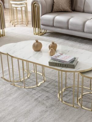 Lotus Gold Marmo Lak Panel 2+1 Orta Sehpa