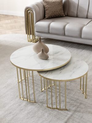 Lotus Gold Marmo Lak Panel 1+1 Orta Sehpa