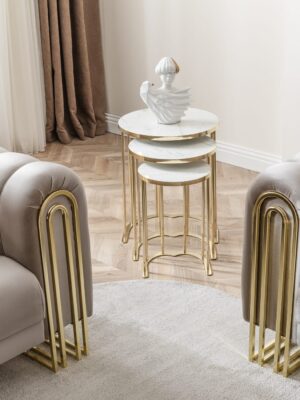 Lotus Gold Marmo Lak Panel Zigon Sehpa