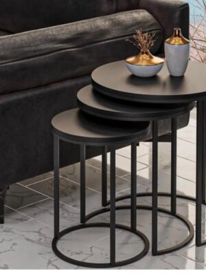 Usta Siyah Metal Mat Siyah Mdf C Zigon Sehpa